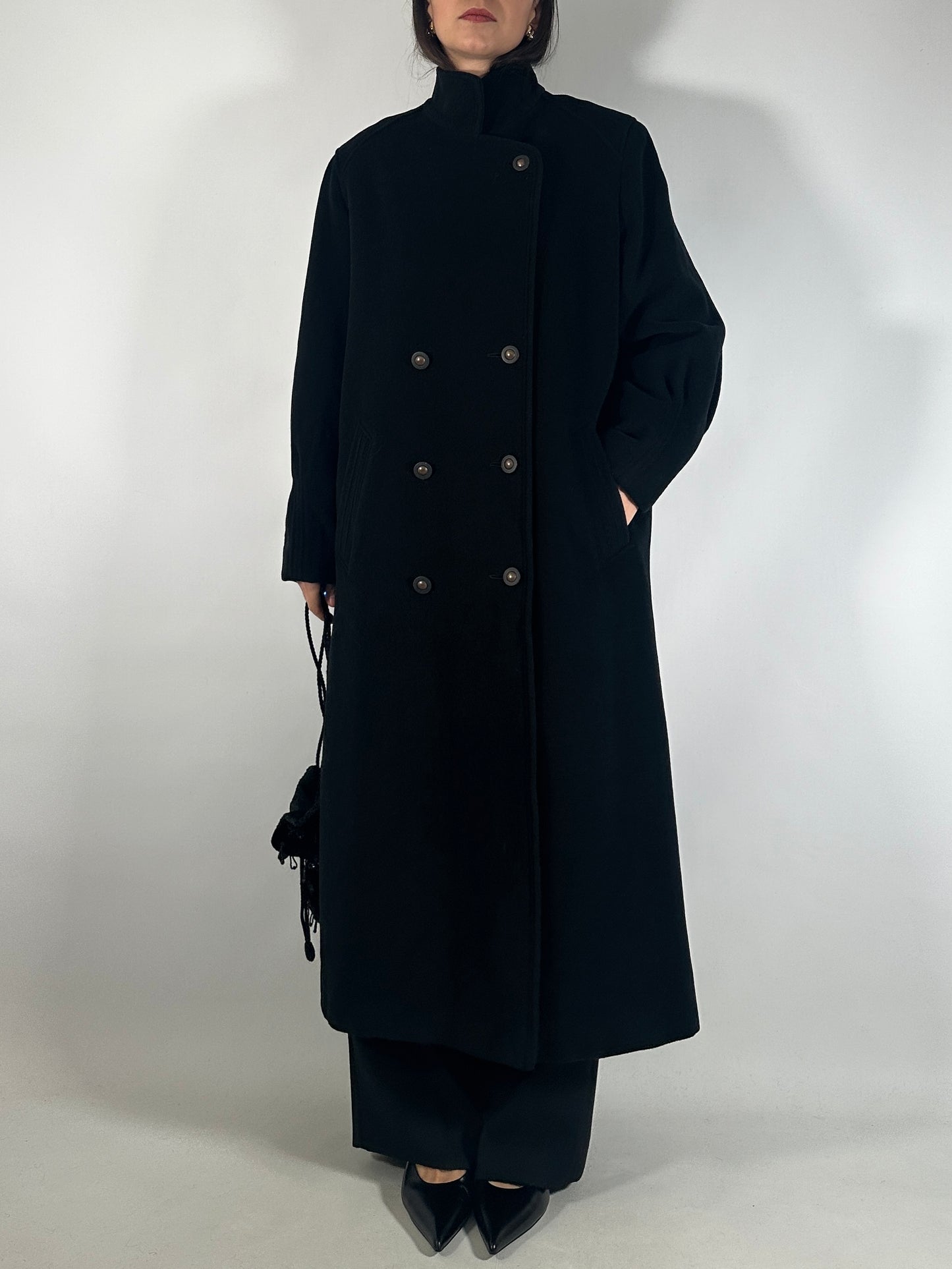 Vintage Black Loden-Style Coat