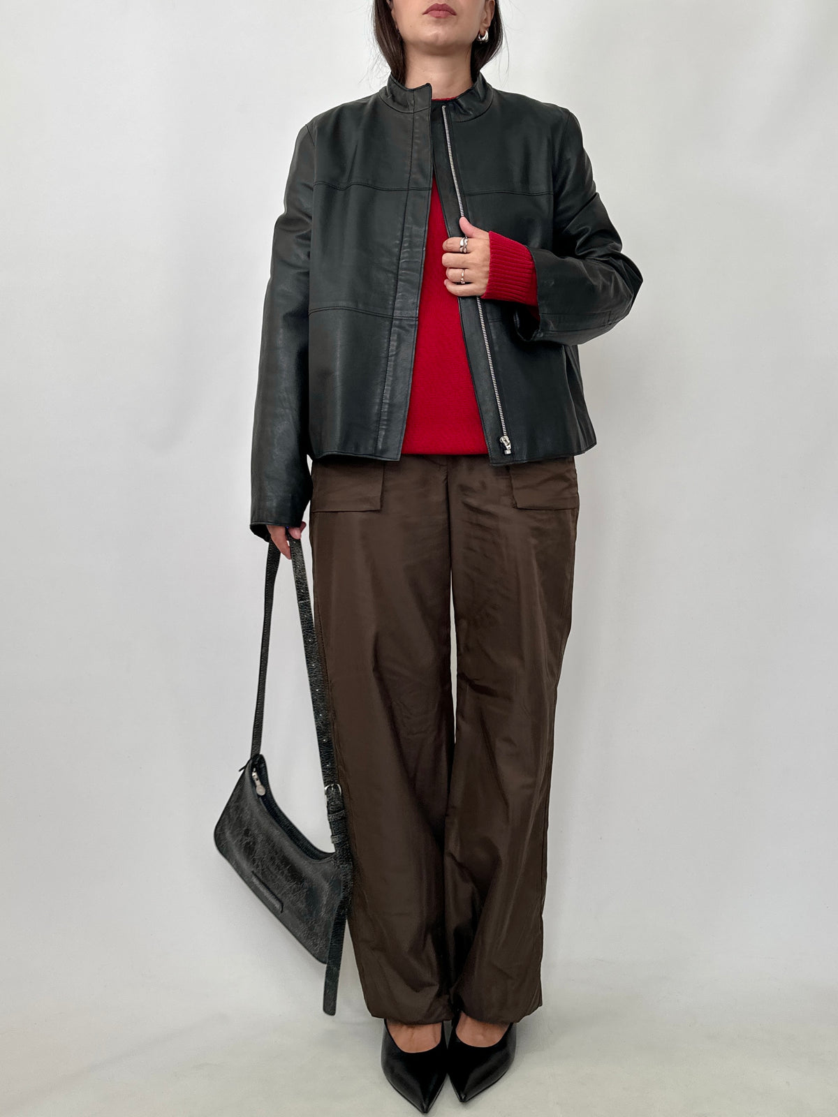 Black Nappa Leather Boxy Jacket
