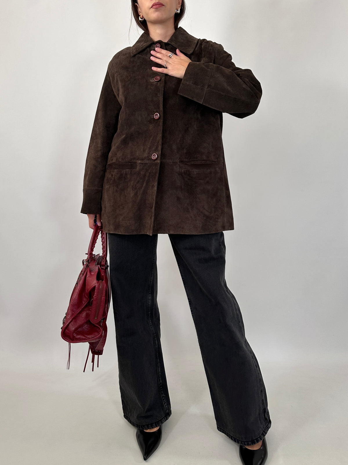 Vintage Dark Brown Suede Jacket