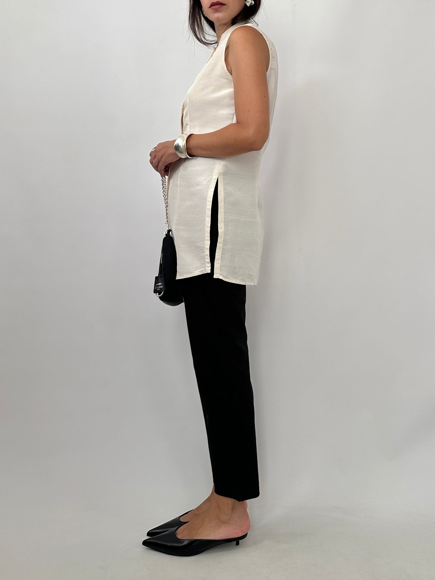 Silk Mandarin Collar Blouse