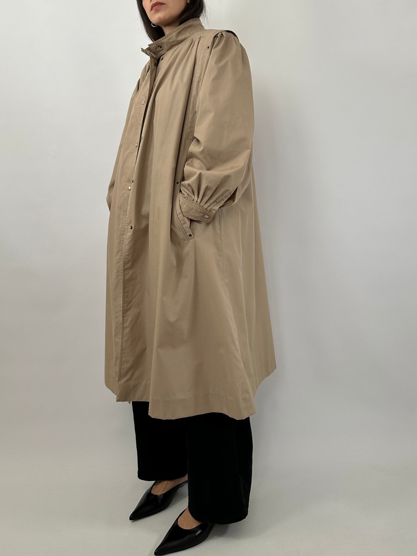 Vintage Lightweight Coat with Puff Sleeves