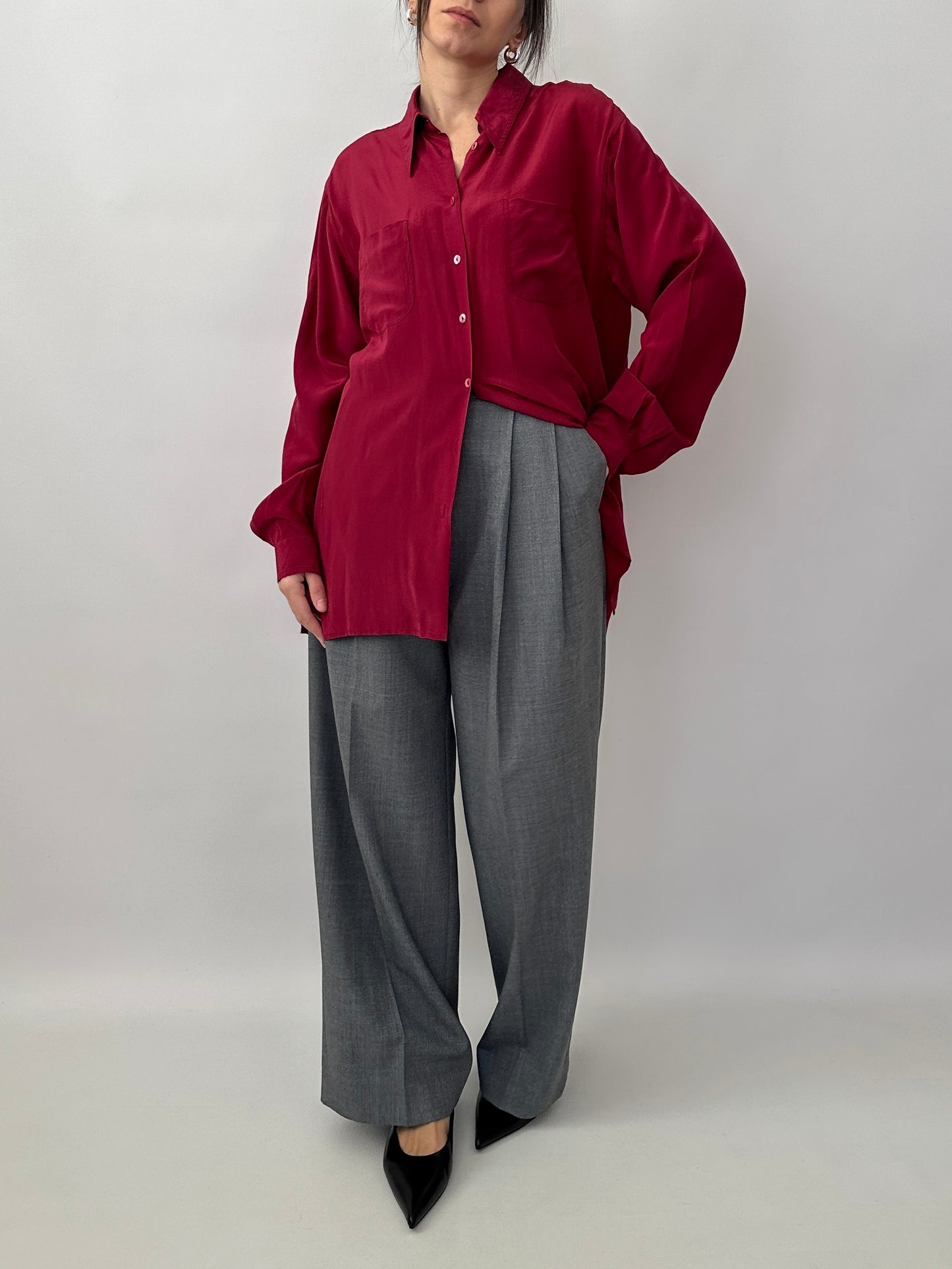 Pure silk cherry shirt
