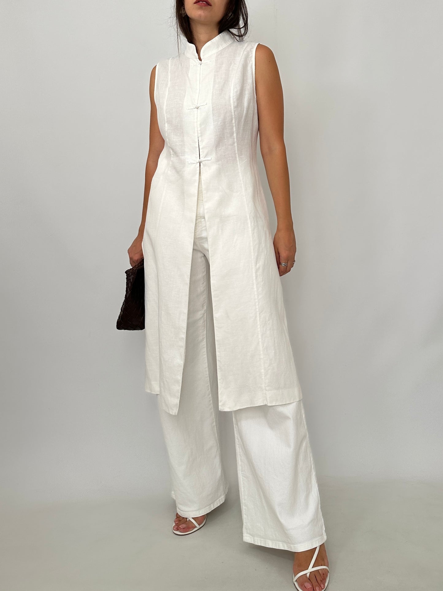 Linen Mandarin Long Vest
