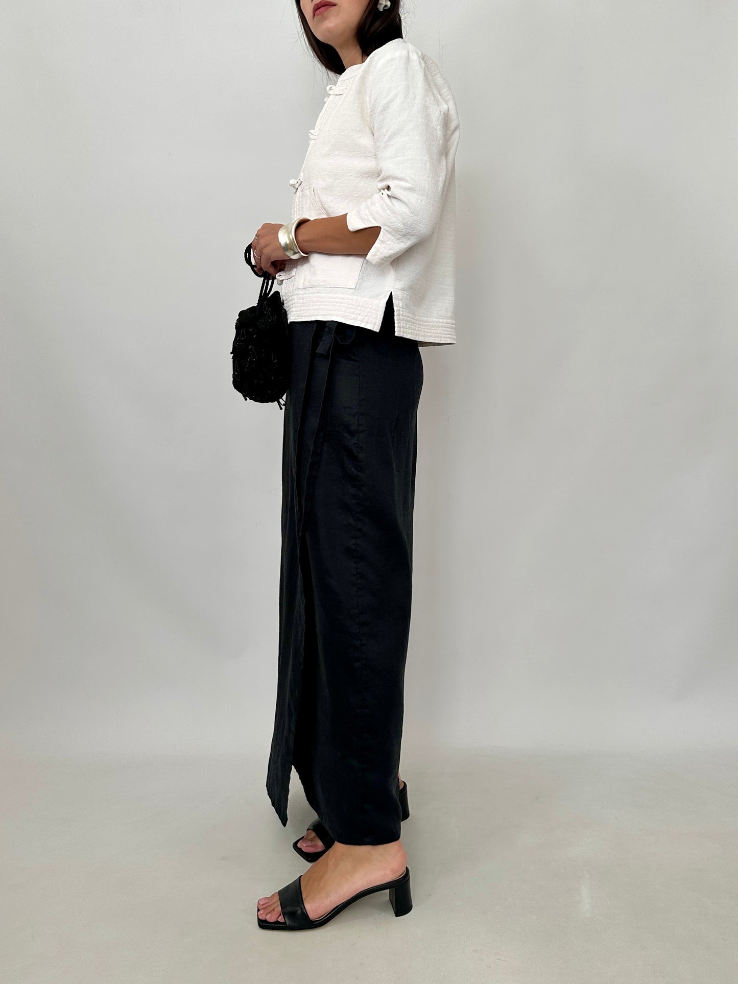 Boxy Textured Frog Closure Jacket