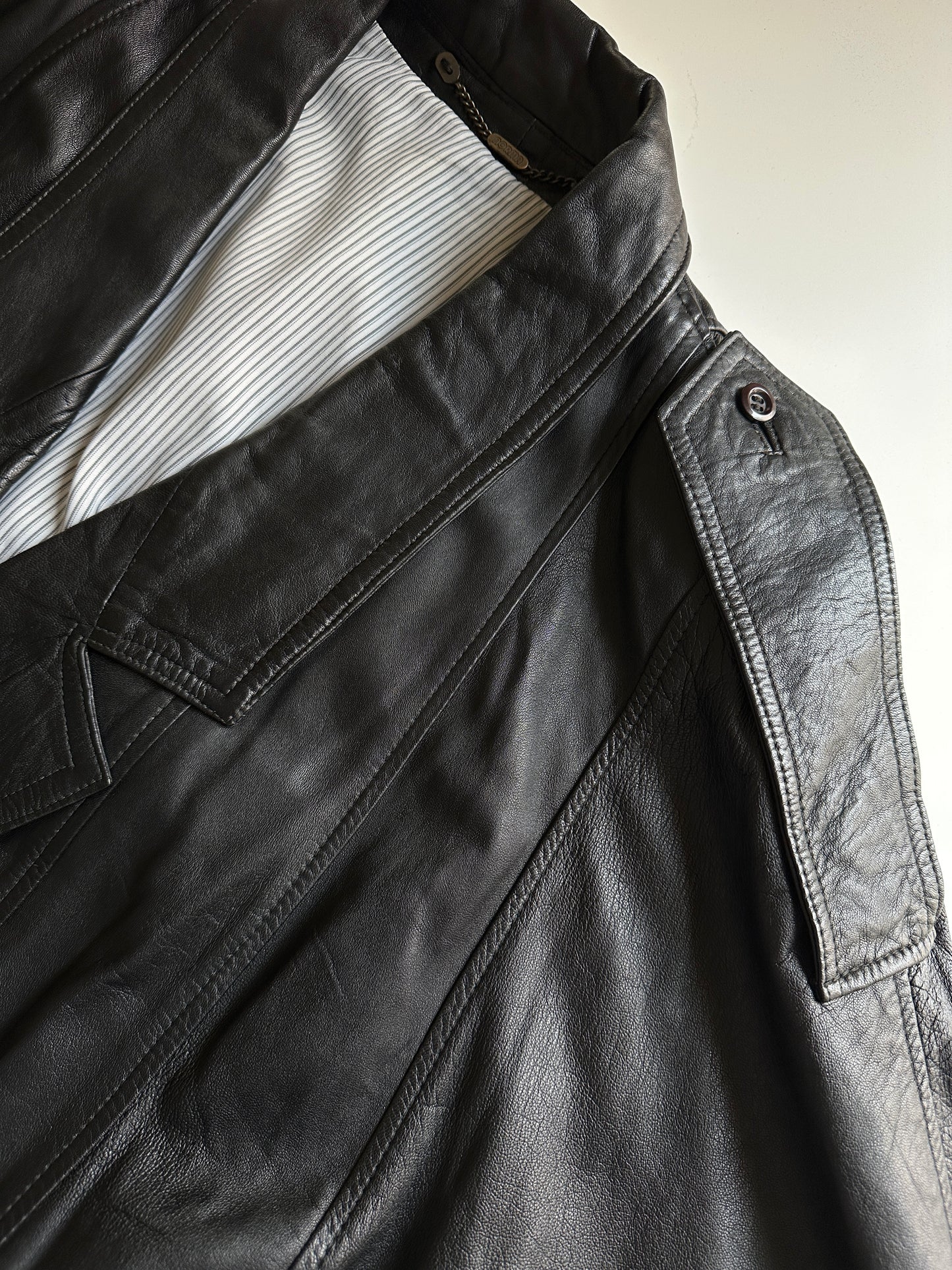 Oversized Vintage Leather Power Jacket