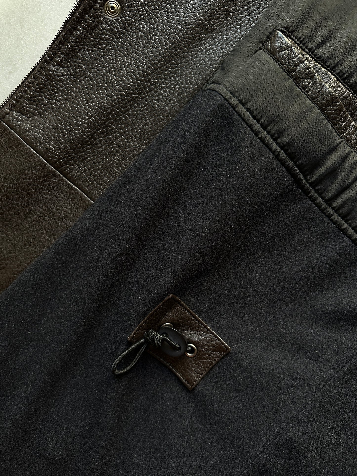 Grained lamb leather brown coat