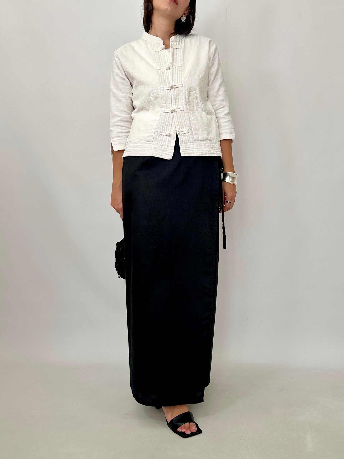 Boxy Textured Frog Closure Jacket