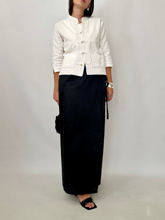 Boxy Textured Frog Closure Jacket
