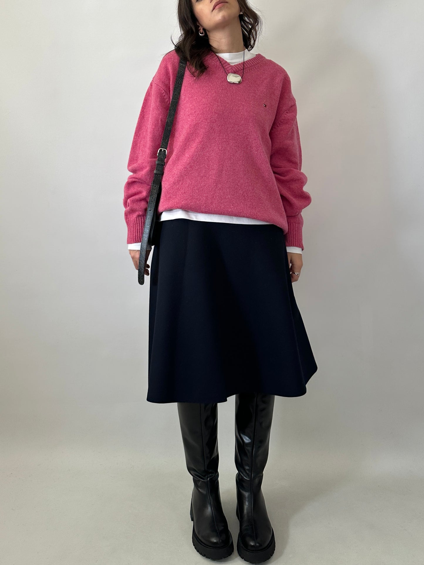 Vintage dark navy flared skirt