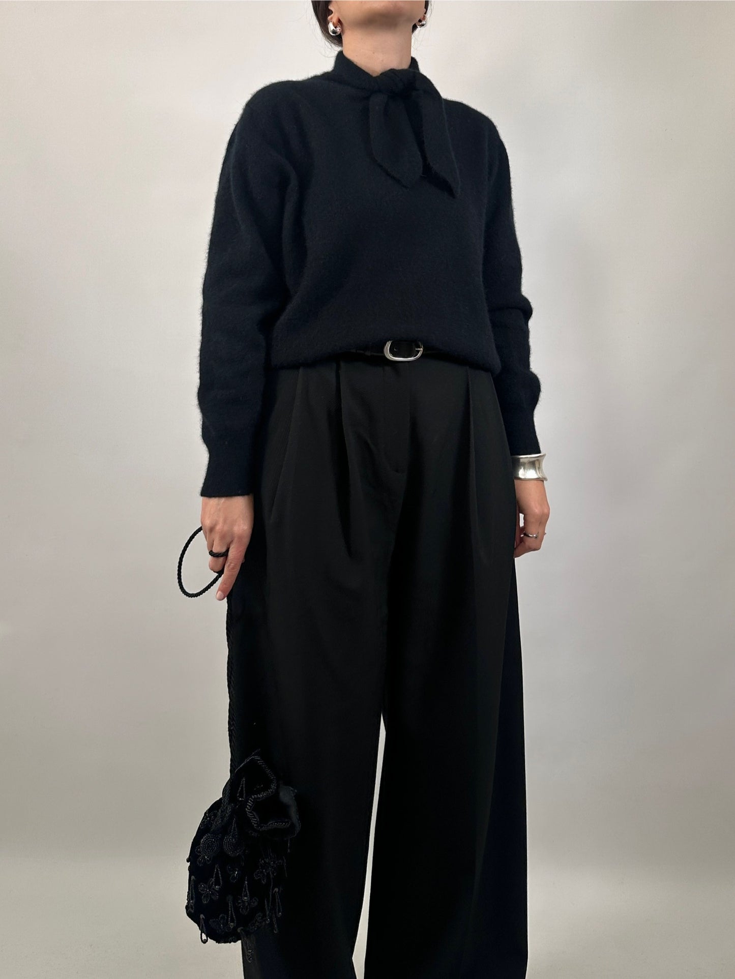 Soft Angora Bow Neck Sweater