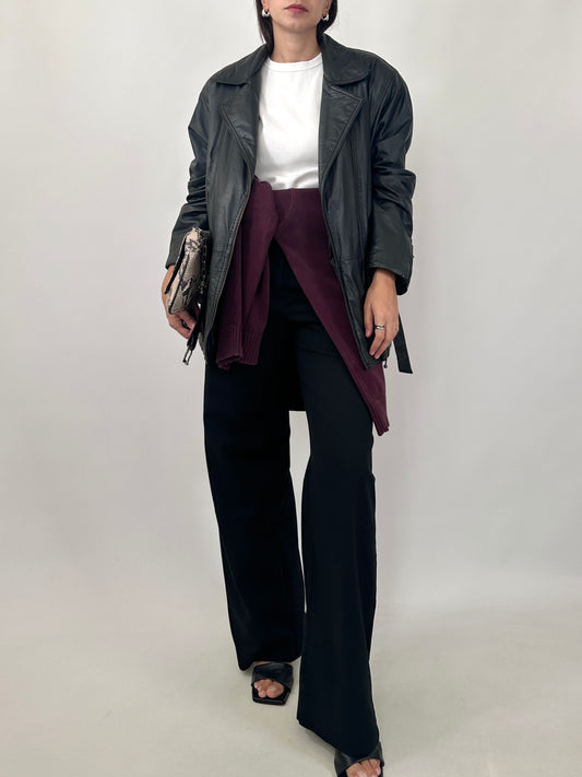 80s Belted Leather Jacket