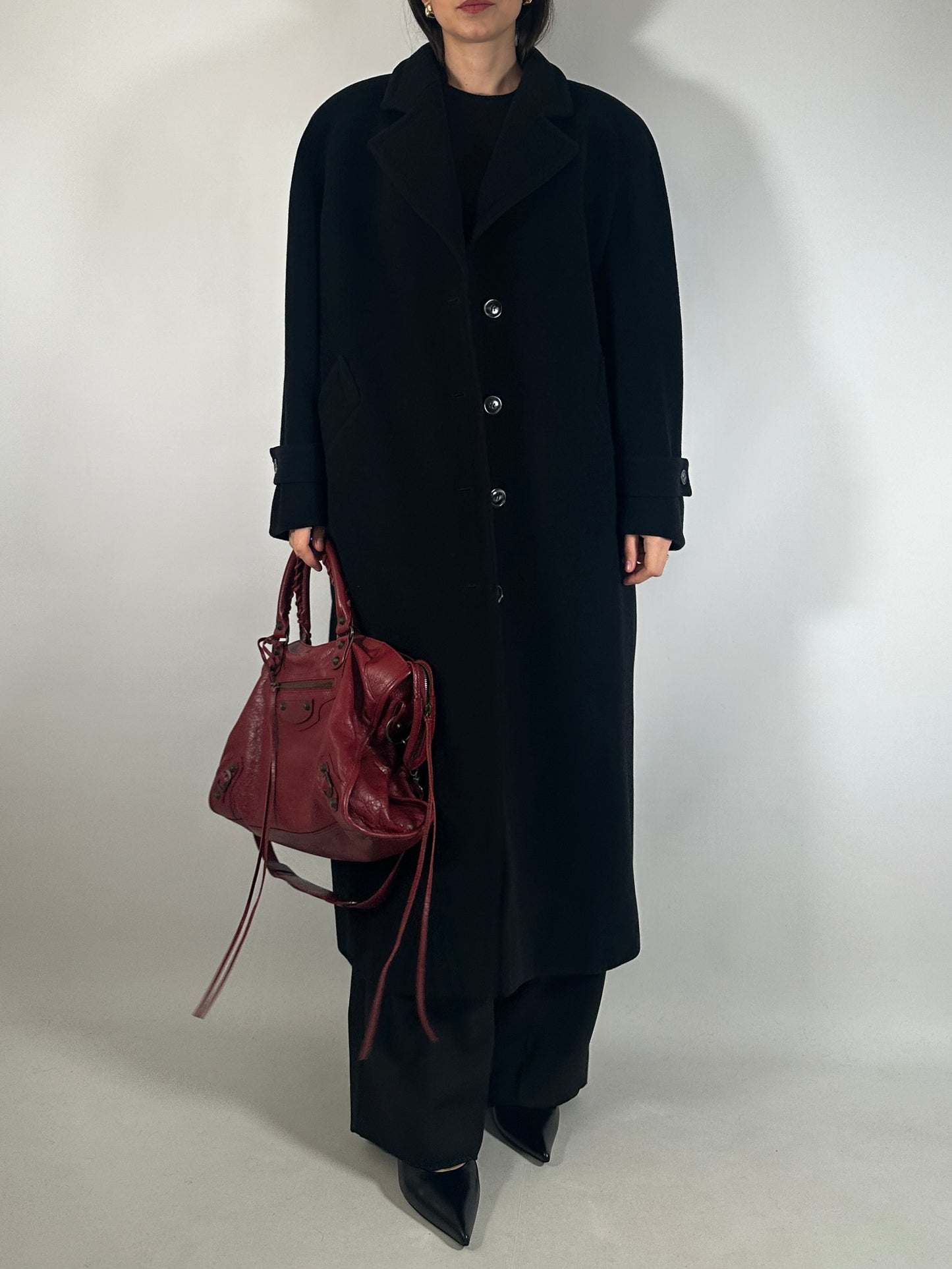 Vintage Black Wool Coat Carisma by Valentino