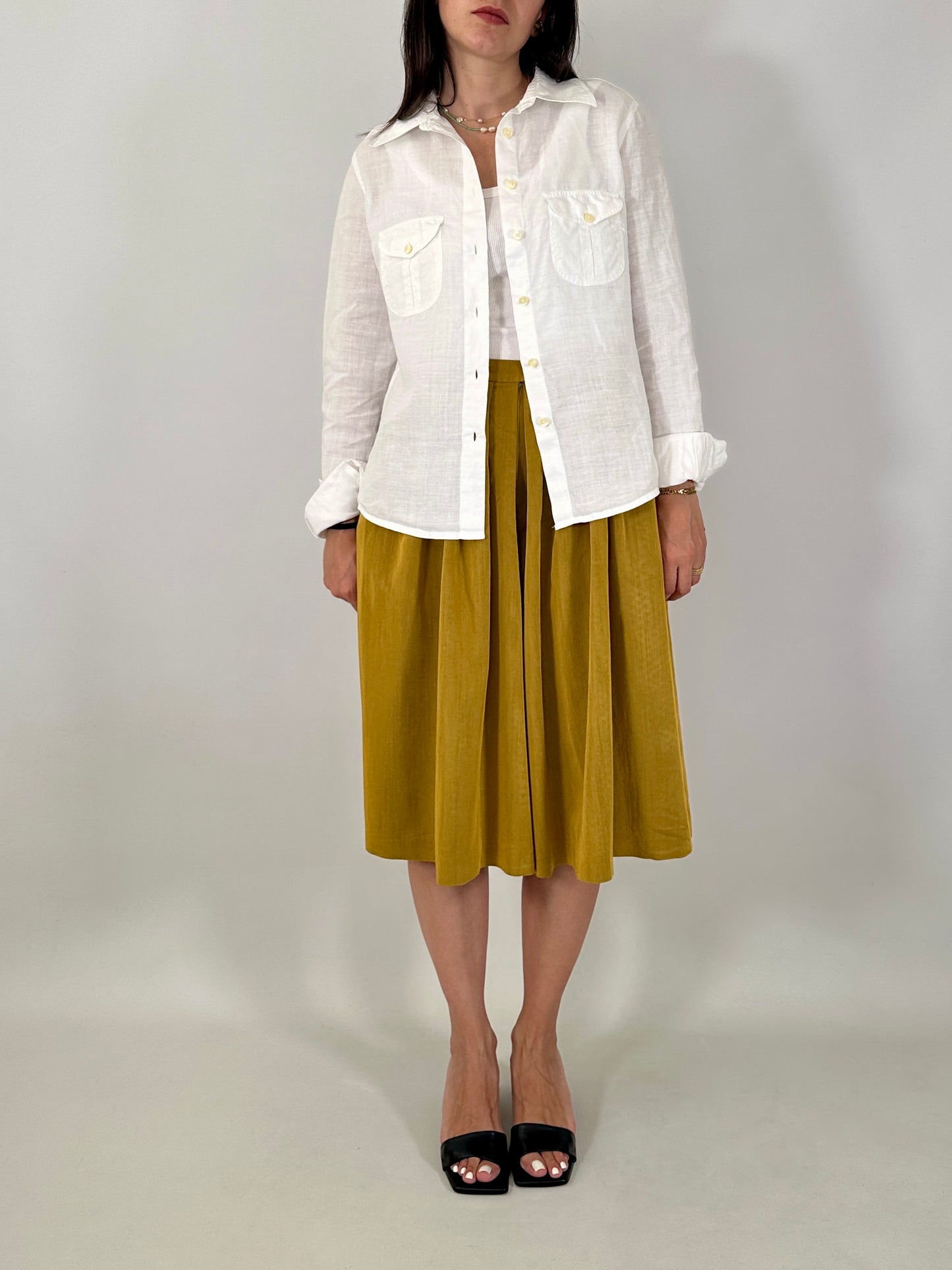 Wide-leg mustard culottes