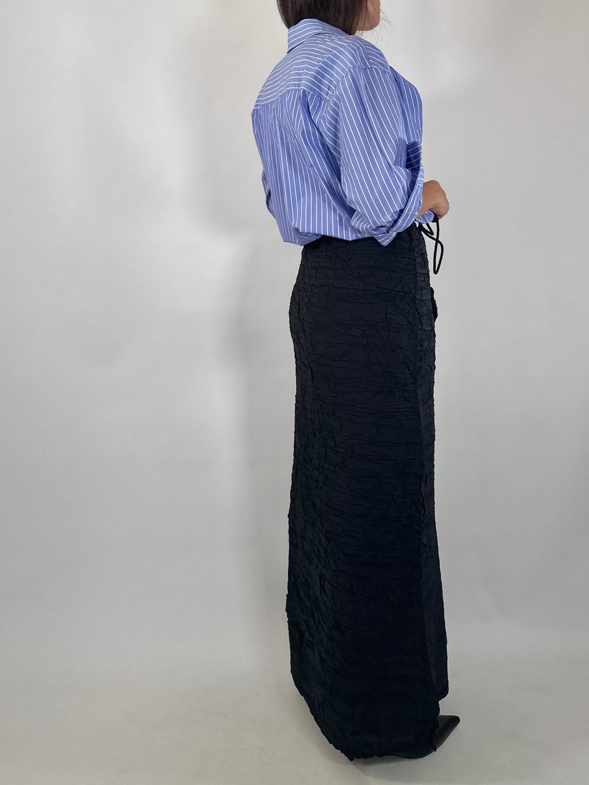 Black Crinkled Maxi Skirt