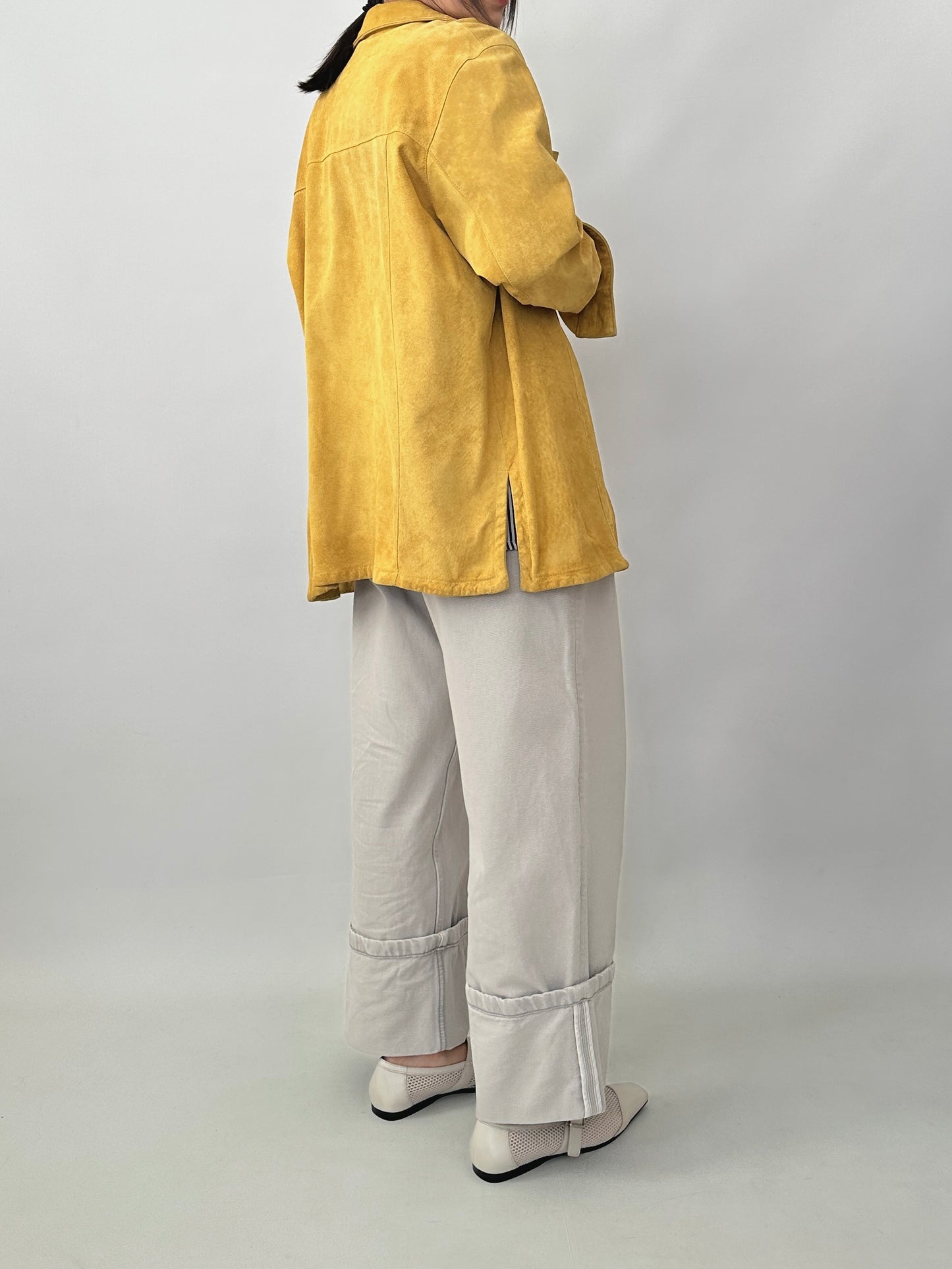 Yellow real suede overshirt