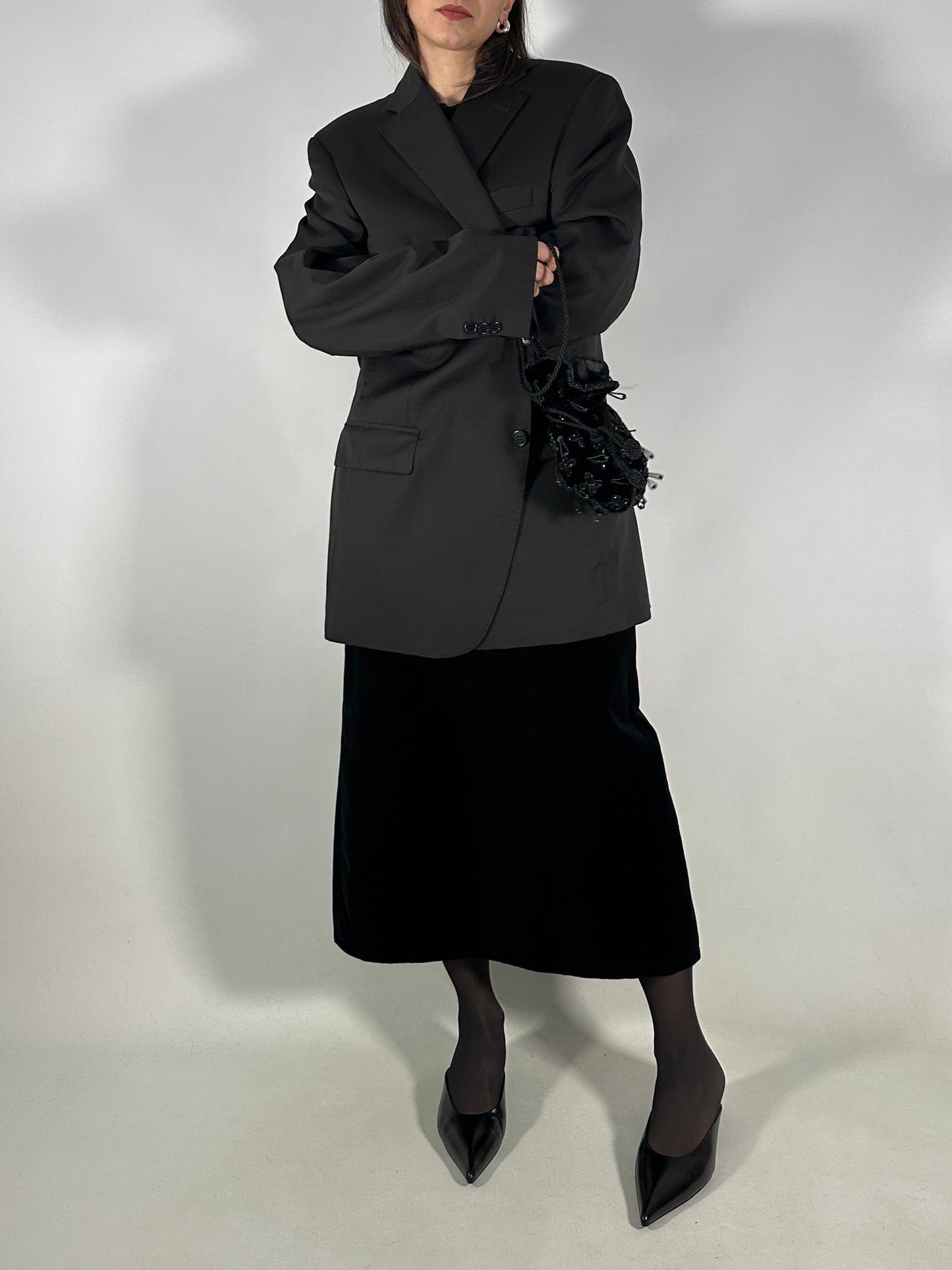 Long Velvet Skirt with Back Slit