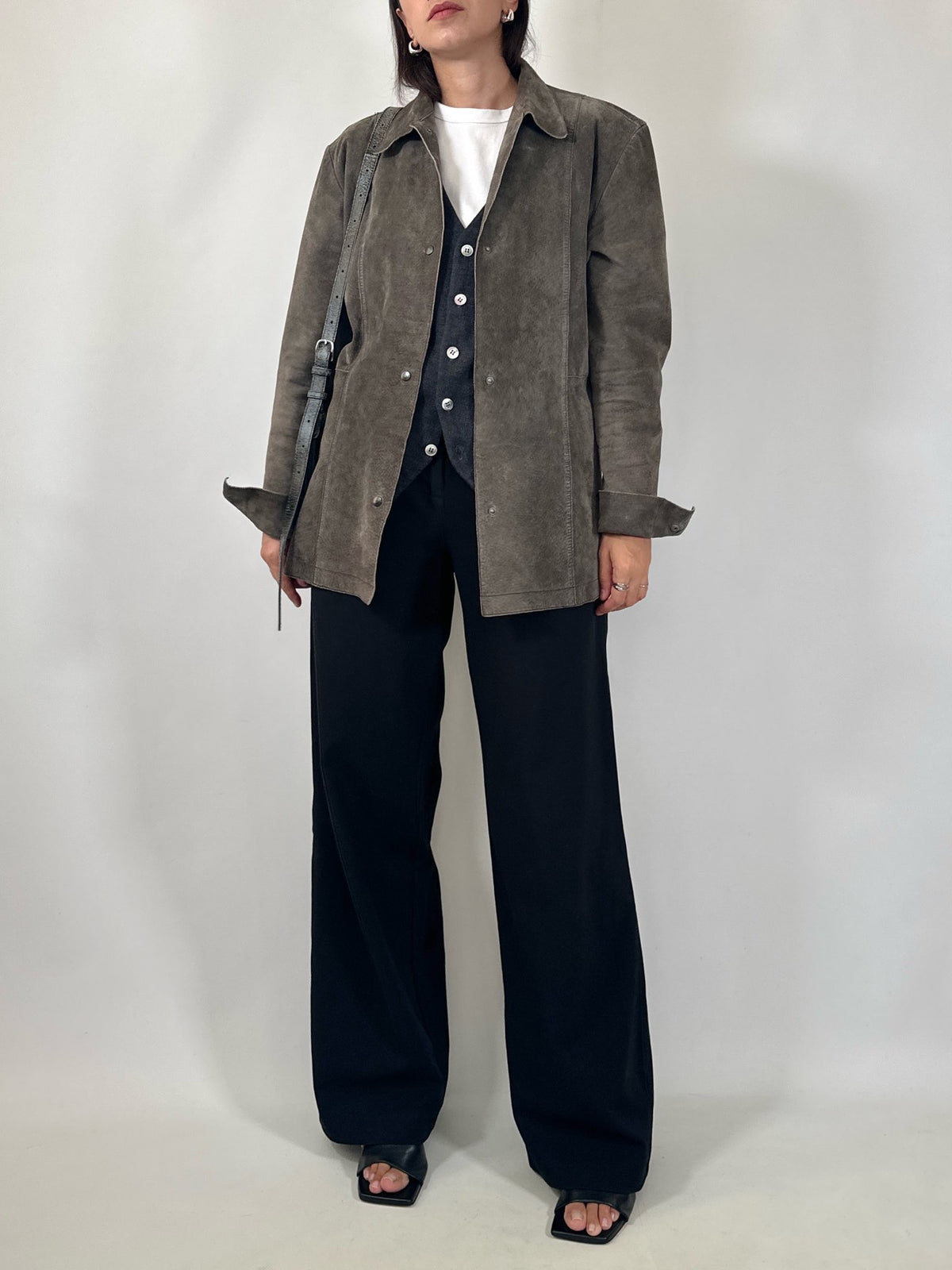 Vintage Grey Suede Leather Jacket