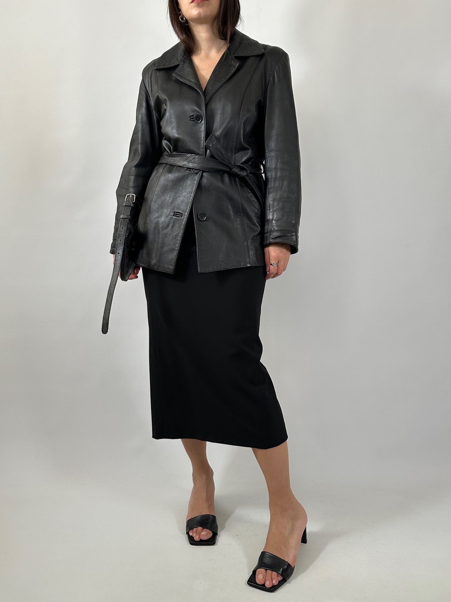 Soft Nappa Leather Belted Jacket