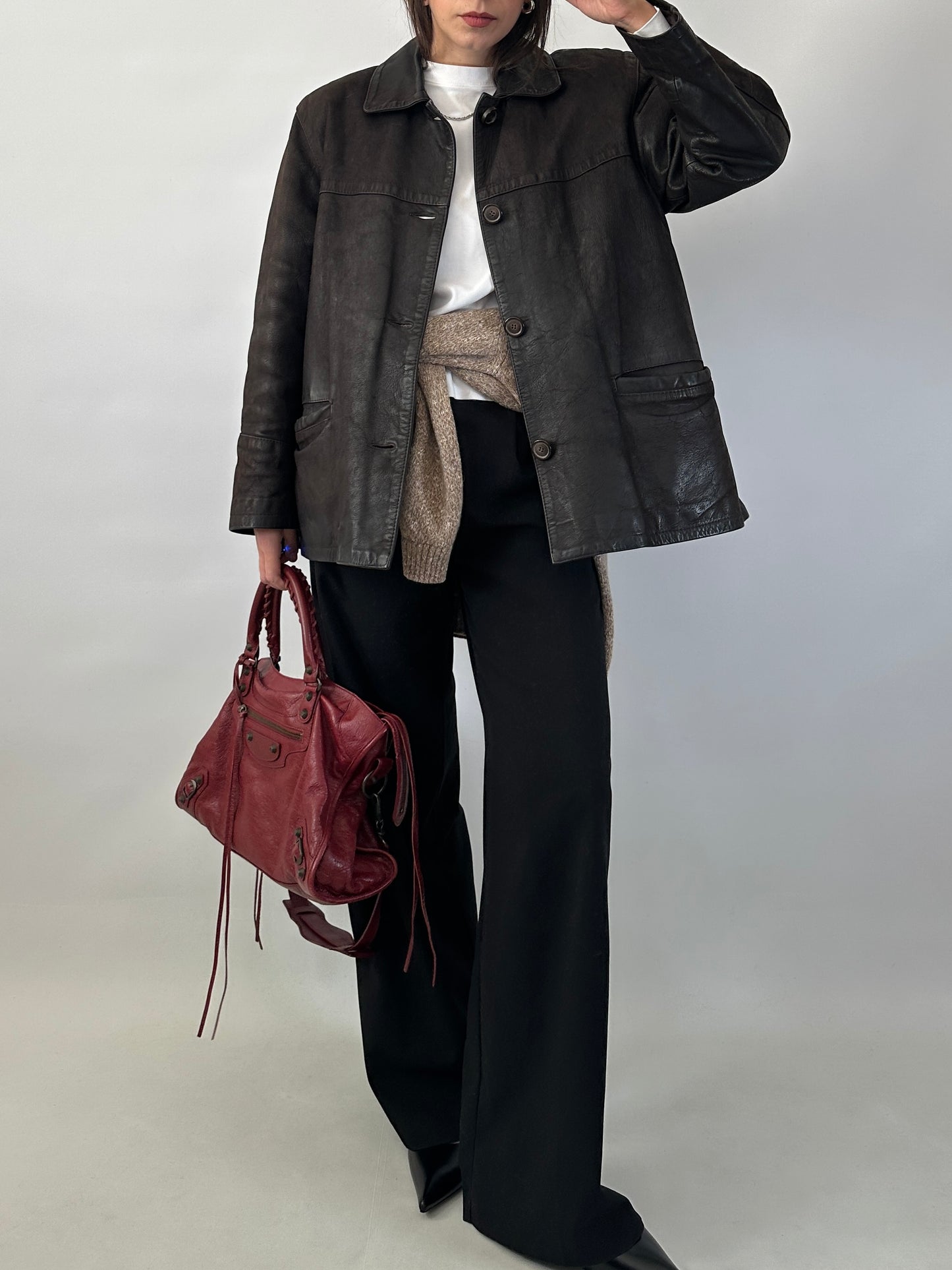 Nubuck leather car coat