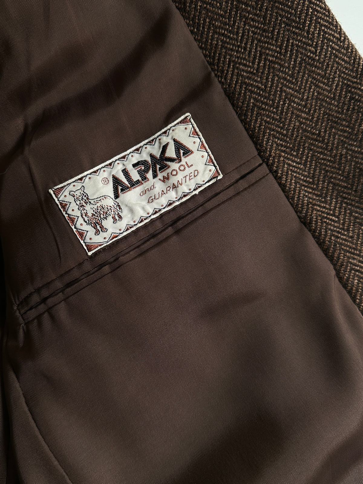 Brown Herringbone Alpaca Blazer