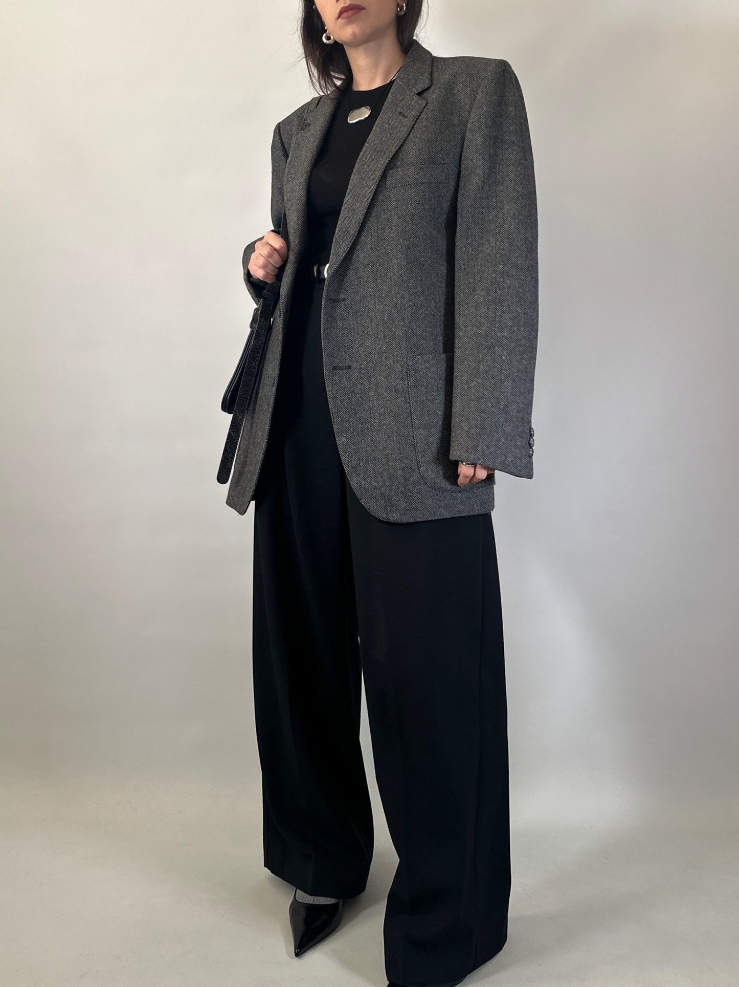 Vintage Herringbone Cashmere Blend Blazer