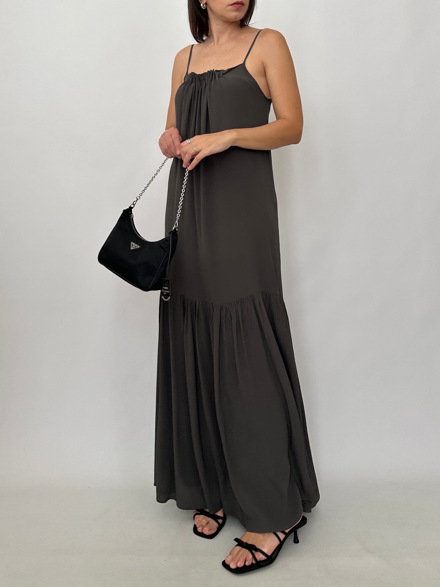 Draped Silk Blend Maxi Dress