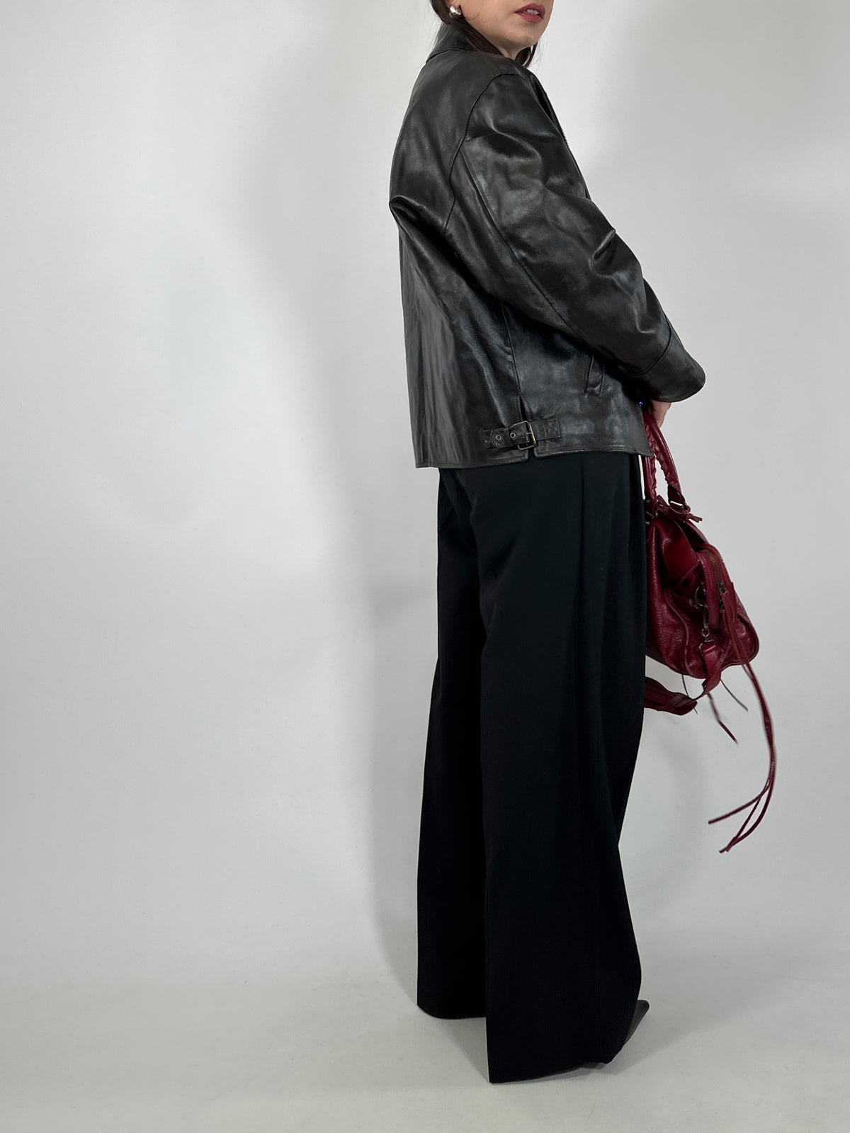 Dark Brown Patent Leather Jacket