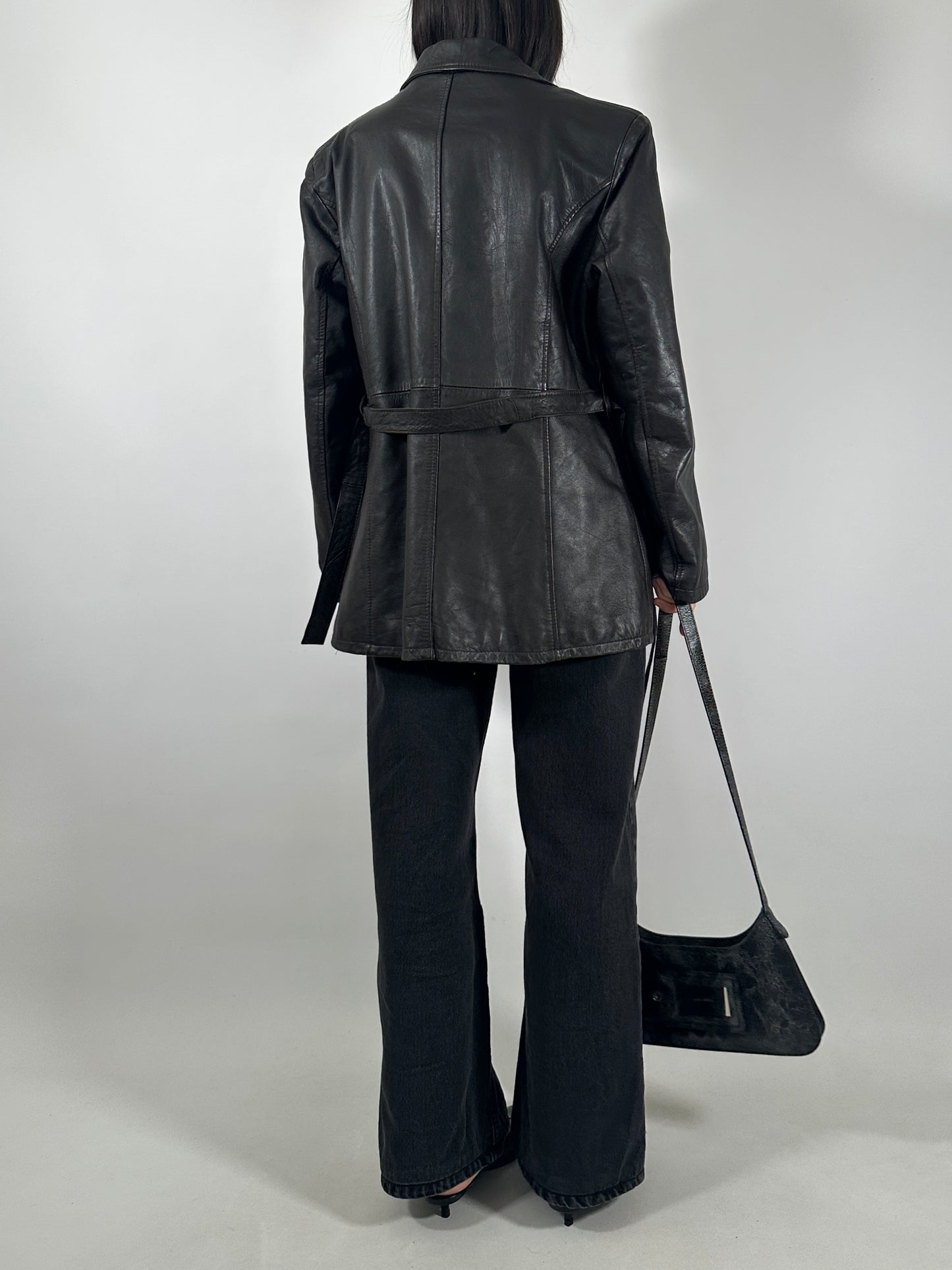 Belted Brown Leather Jacket