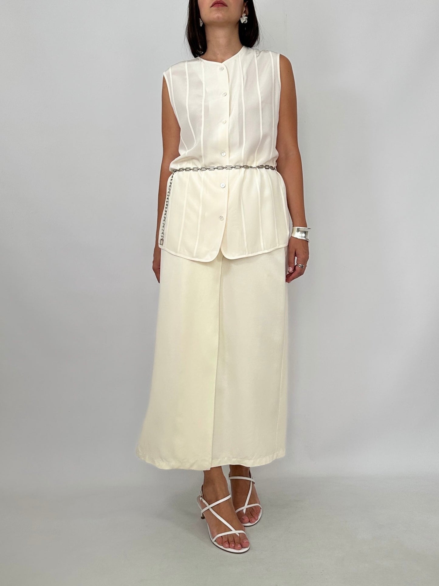 Vintage Pleated Silk Shell Top