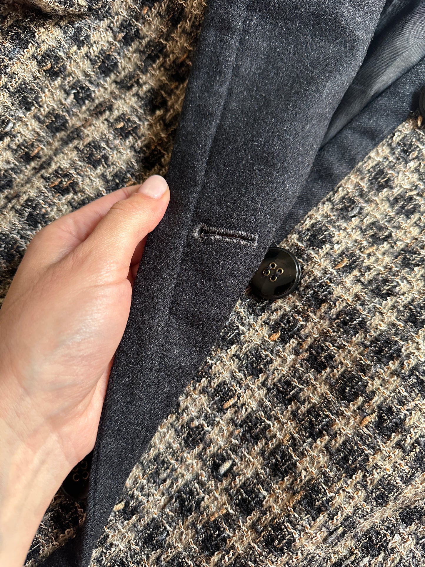 Vintage Collarless Tweed Jacket