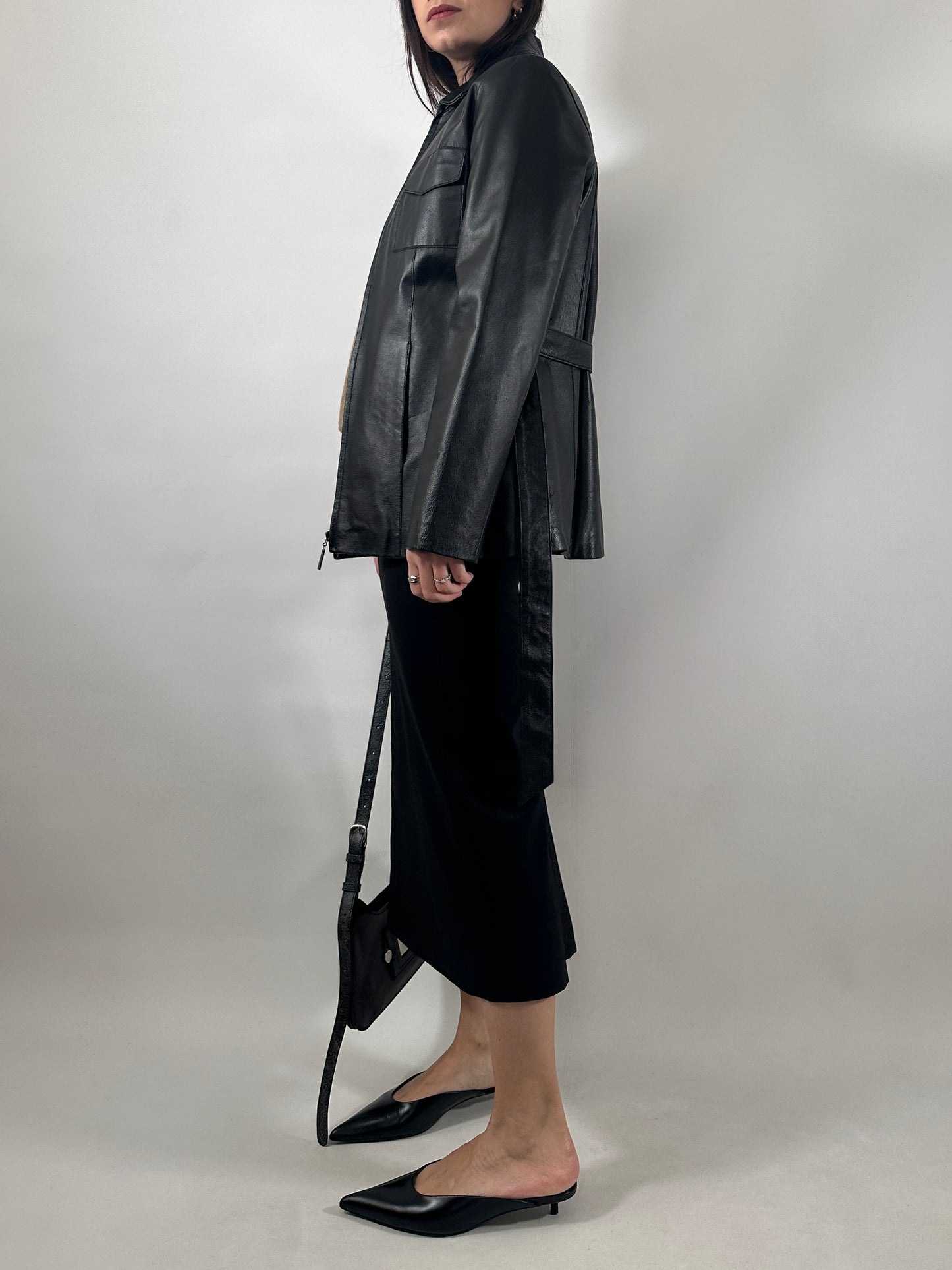 Vintage Leather Belted Jacket