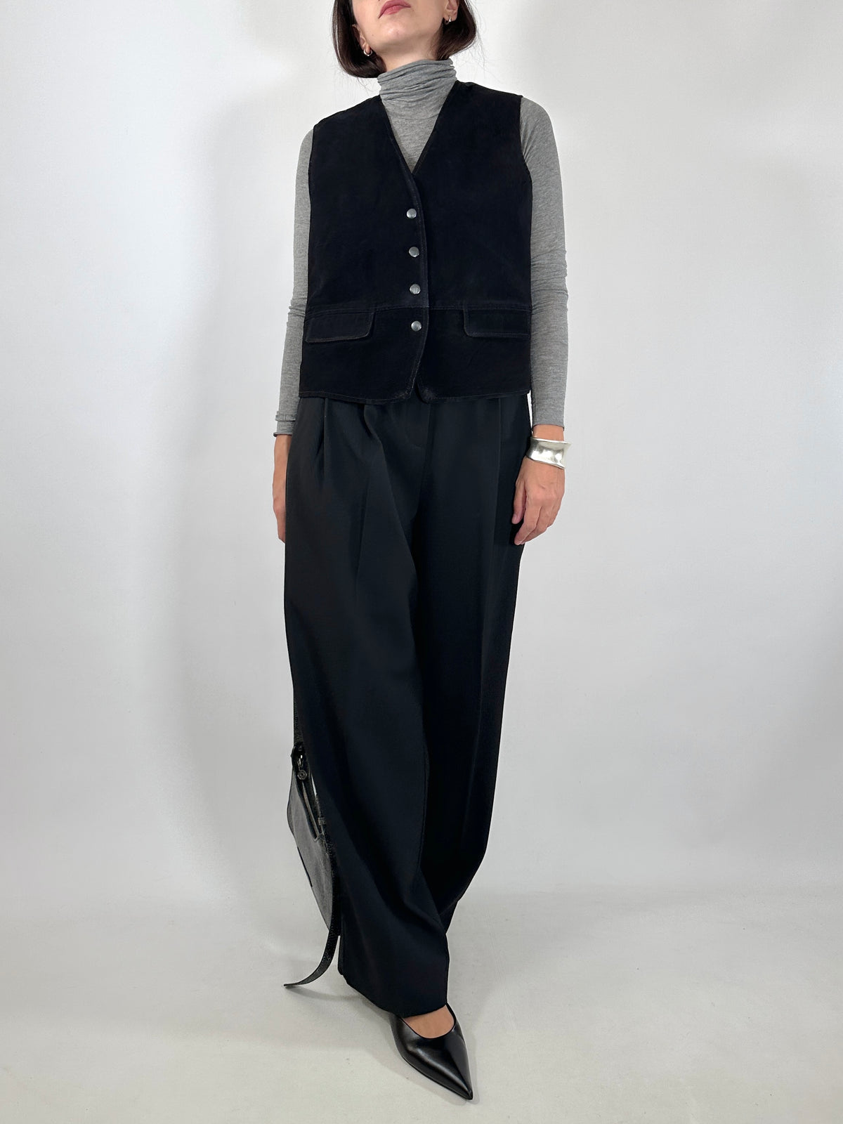 Vintage Black Suede Vest
