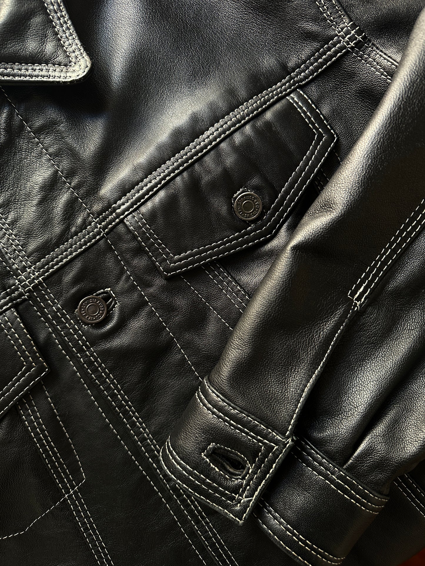 Soft leather trucker jacket