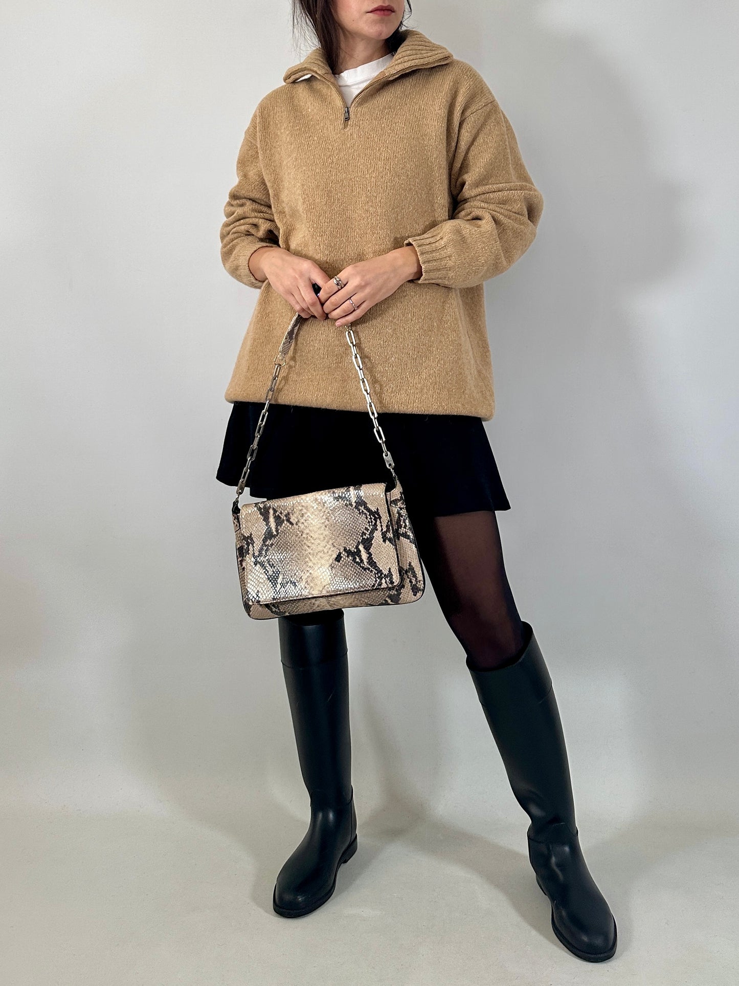 Wool-blend half zip sweater