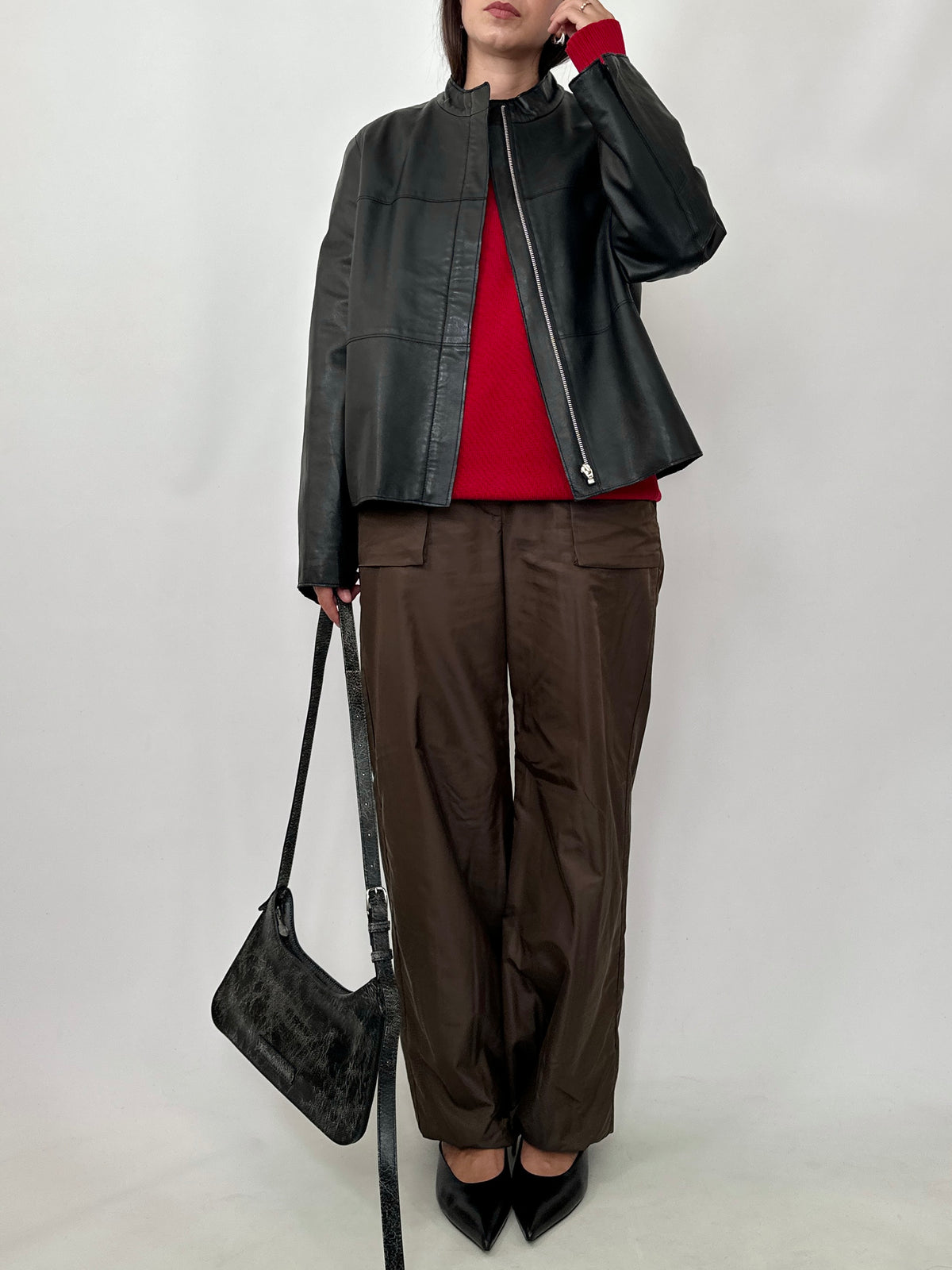 Black Nappa Leather Boxy Jacket