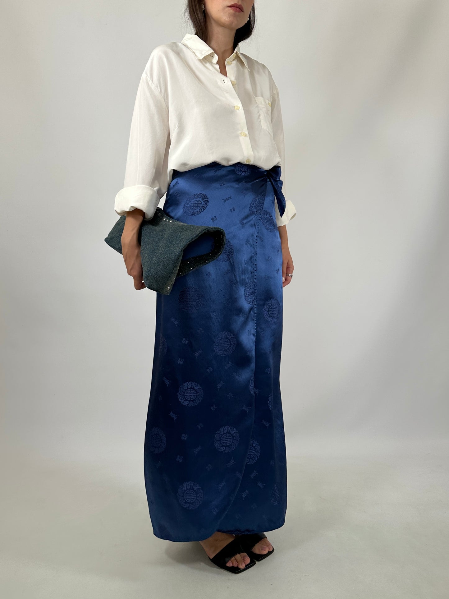Japanese Jacquard Satin Wrap Skirt