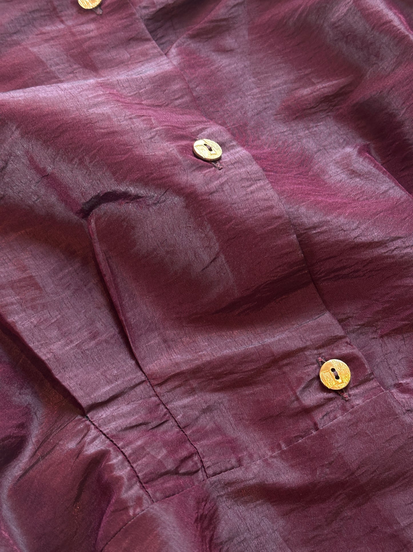 Vintage Burgundy Puff Sleeve Shirt