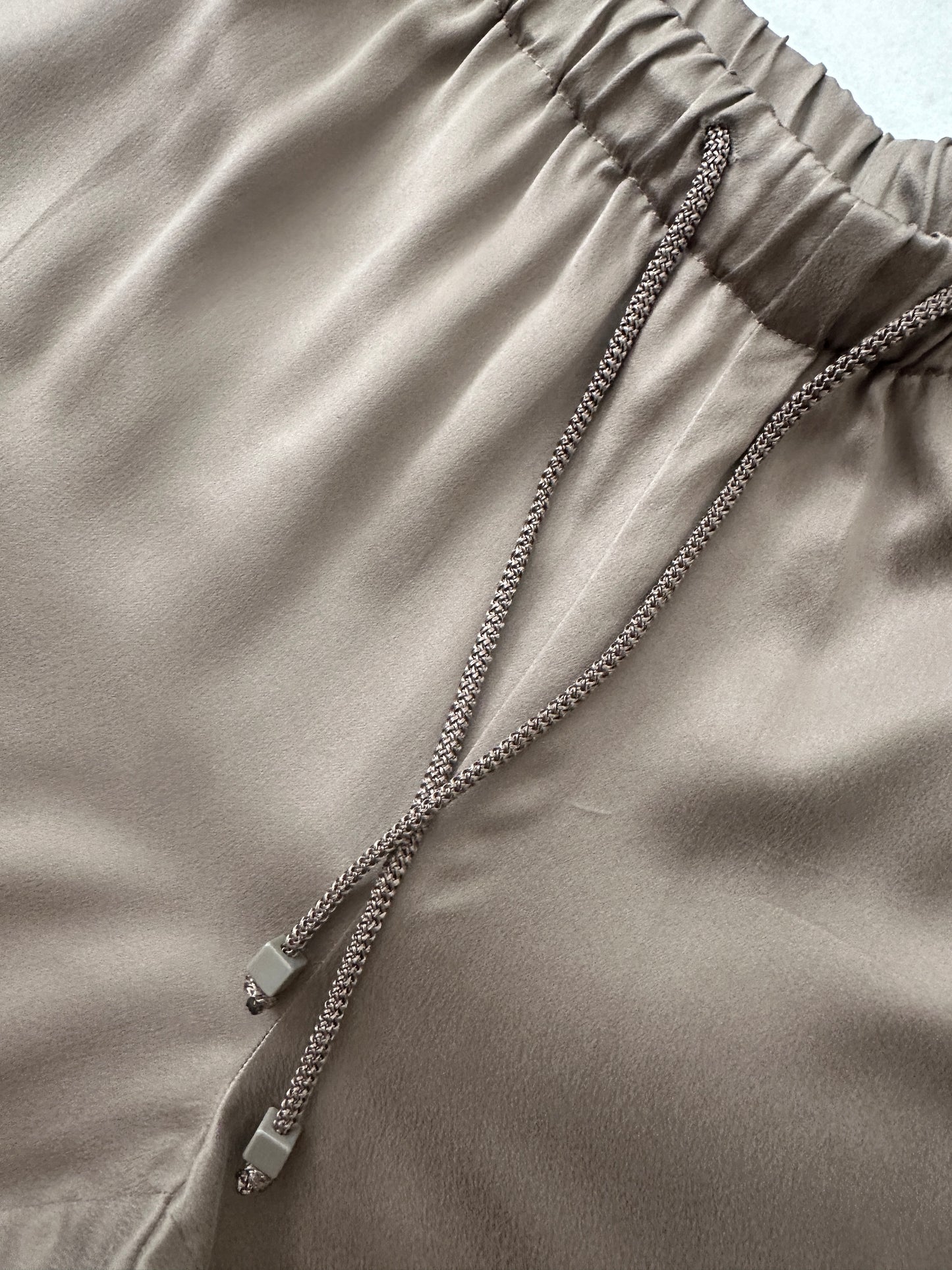 Pure silk pull-on trousers