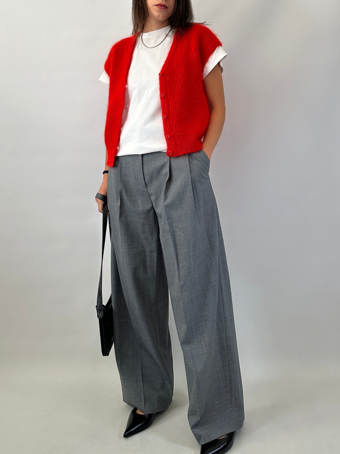 Button-front mohair sweater vest