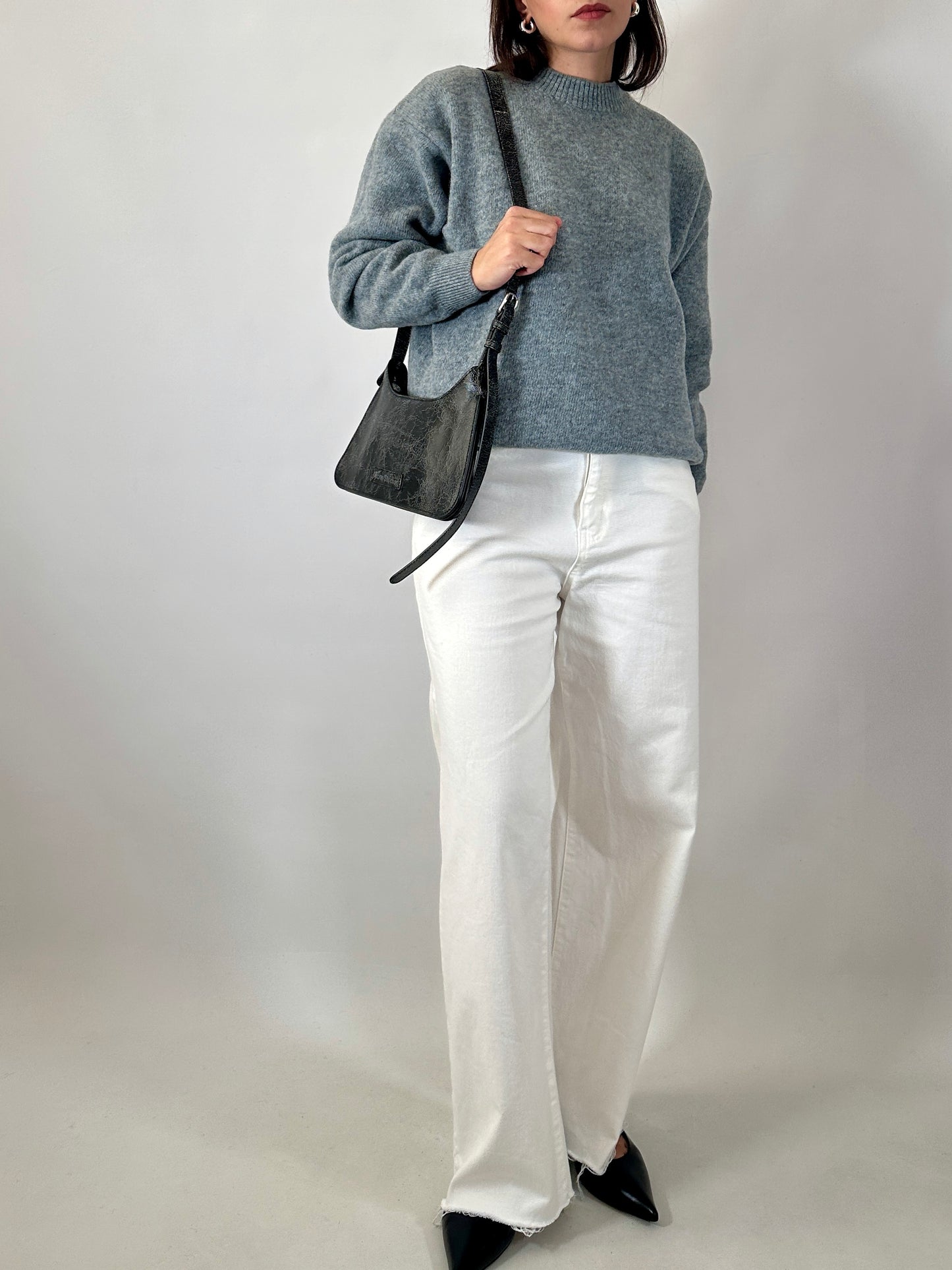 Chunky blue pure wool sweater