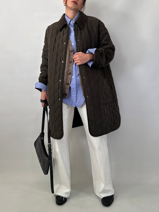 Silk long quilted jacket