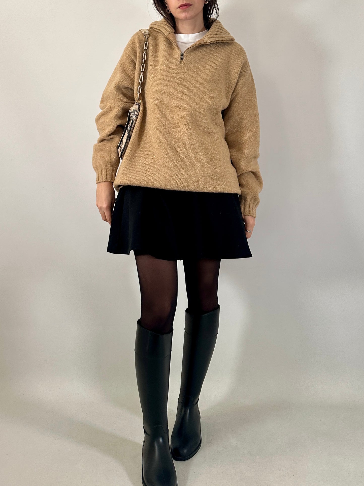 Wool-blend half zip sweater