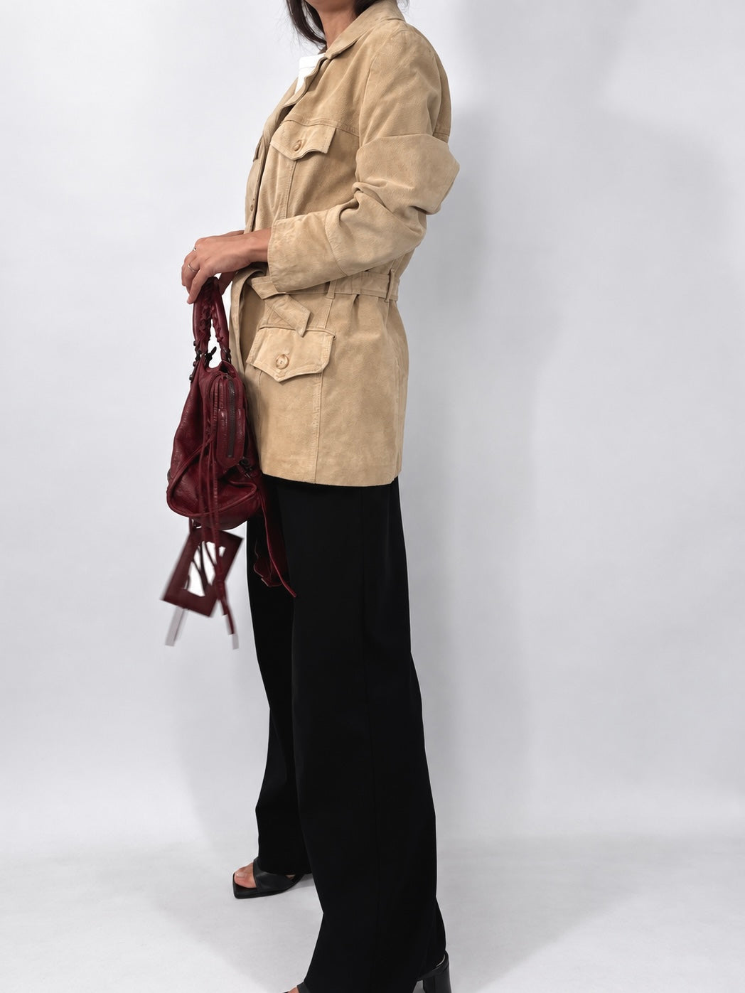 Beige Suede Safari Jacket