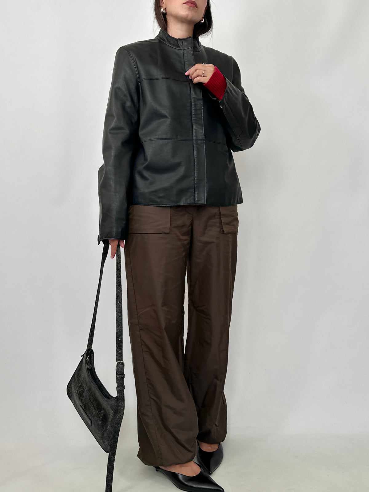 Black Nappa Leather Boxy Jacket