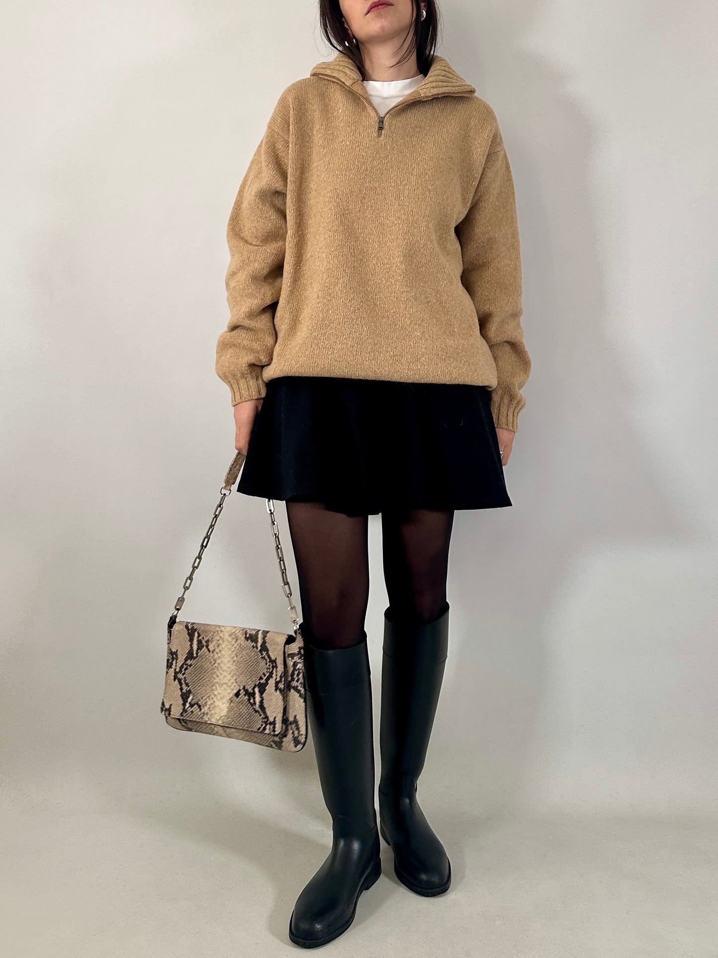 Wool-blend half zip sweater