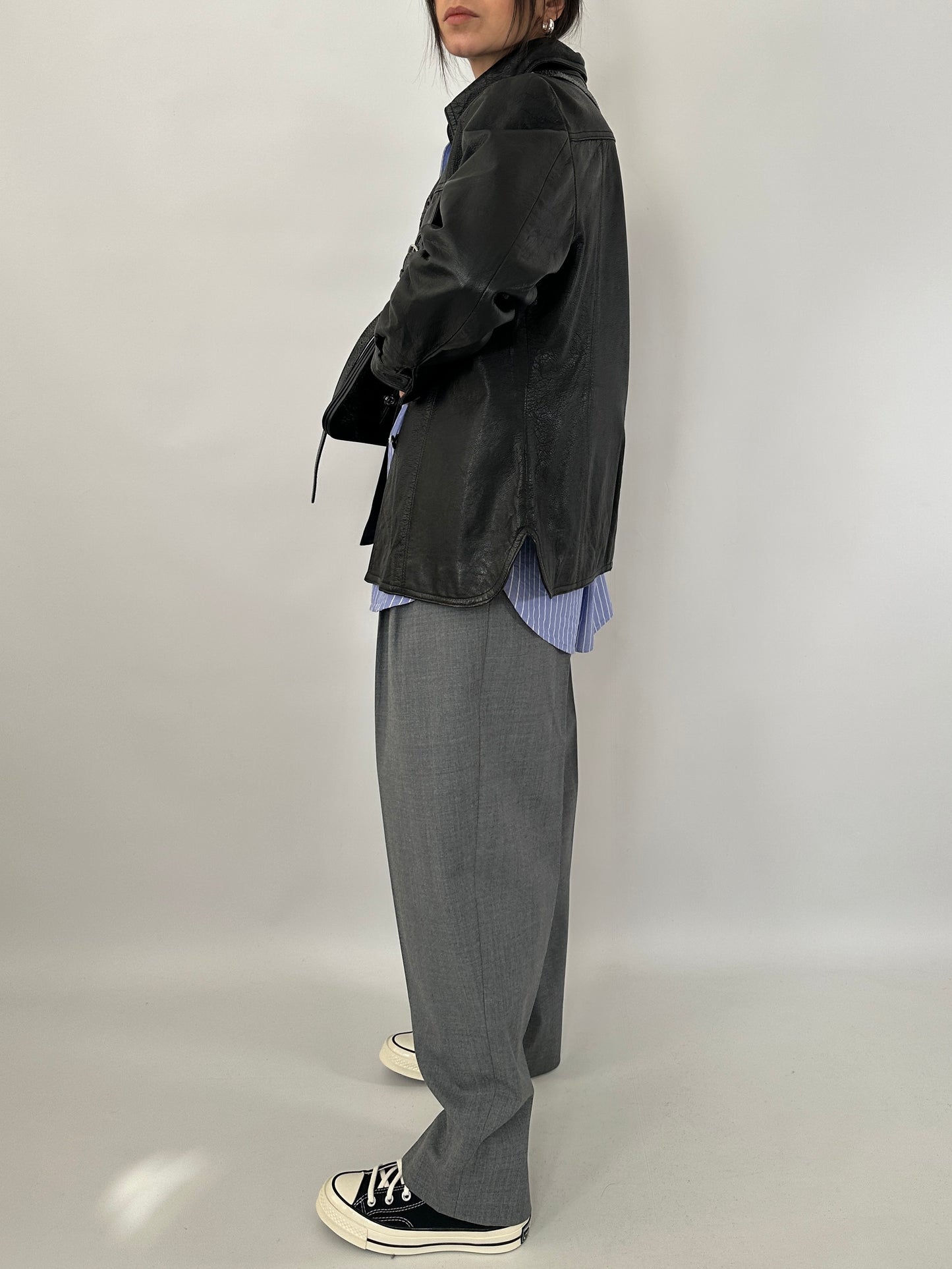 Black leather vintage overshirt