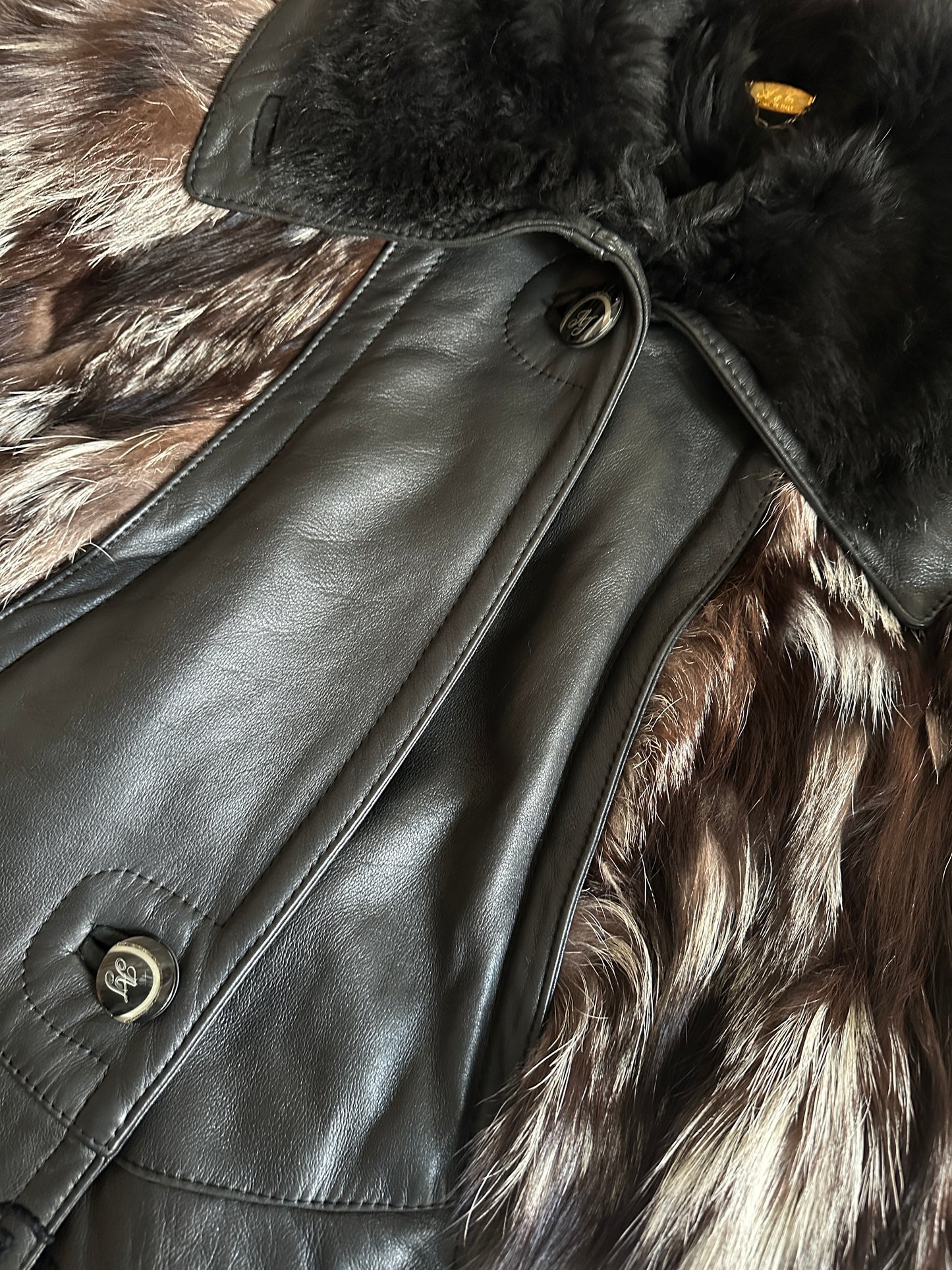 Embroidered Shearling Jacket with Fur Sleeves