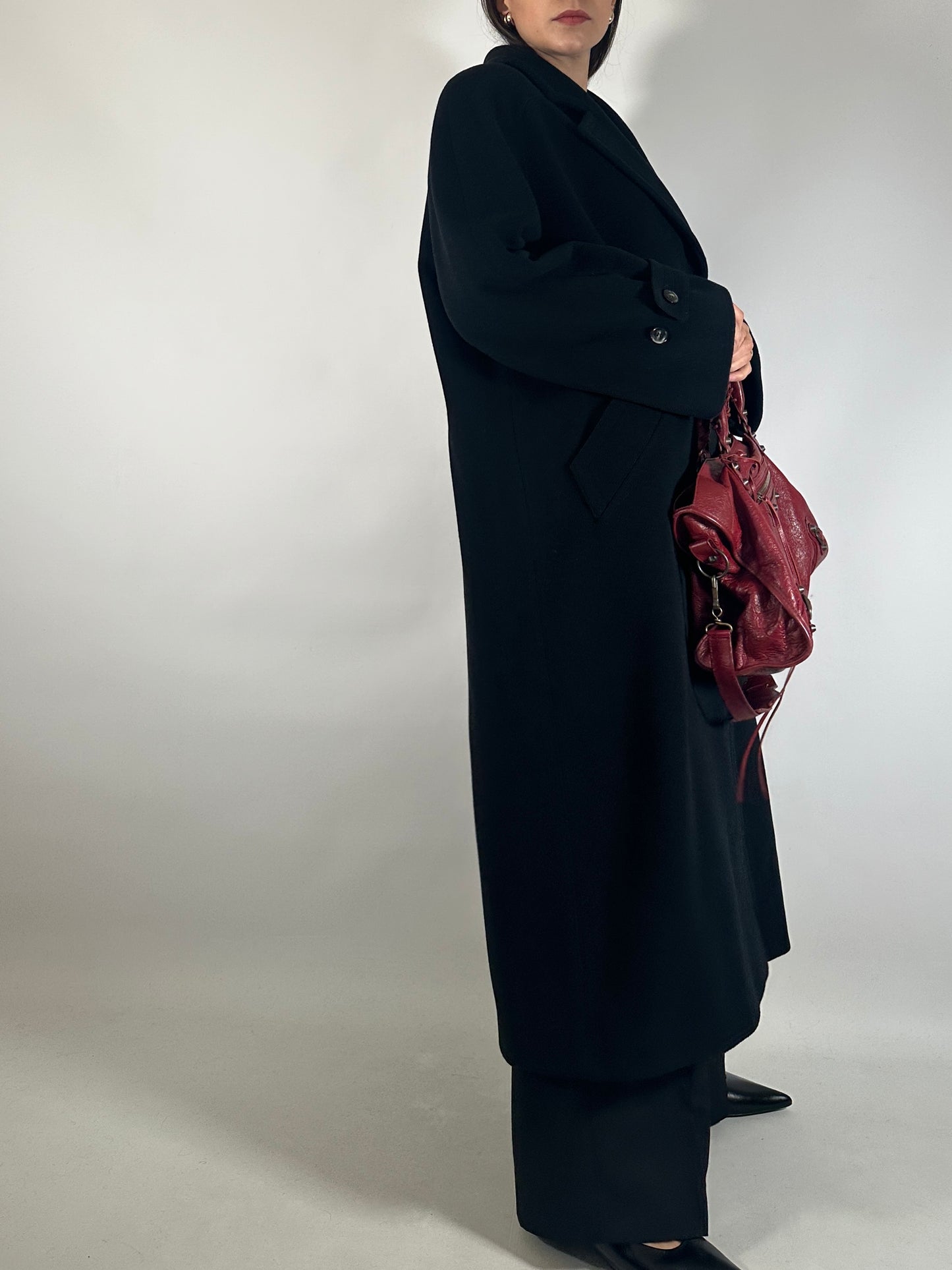 Vintage Black Wool Coat Carisma by Valentino