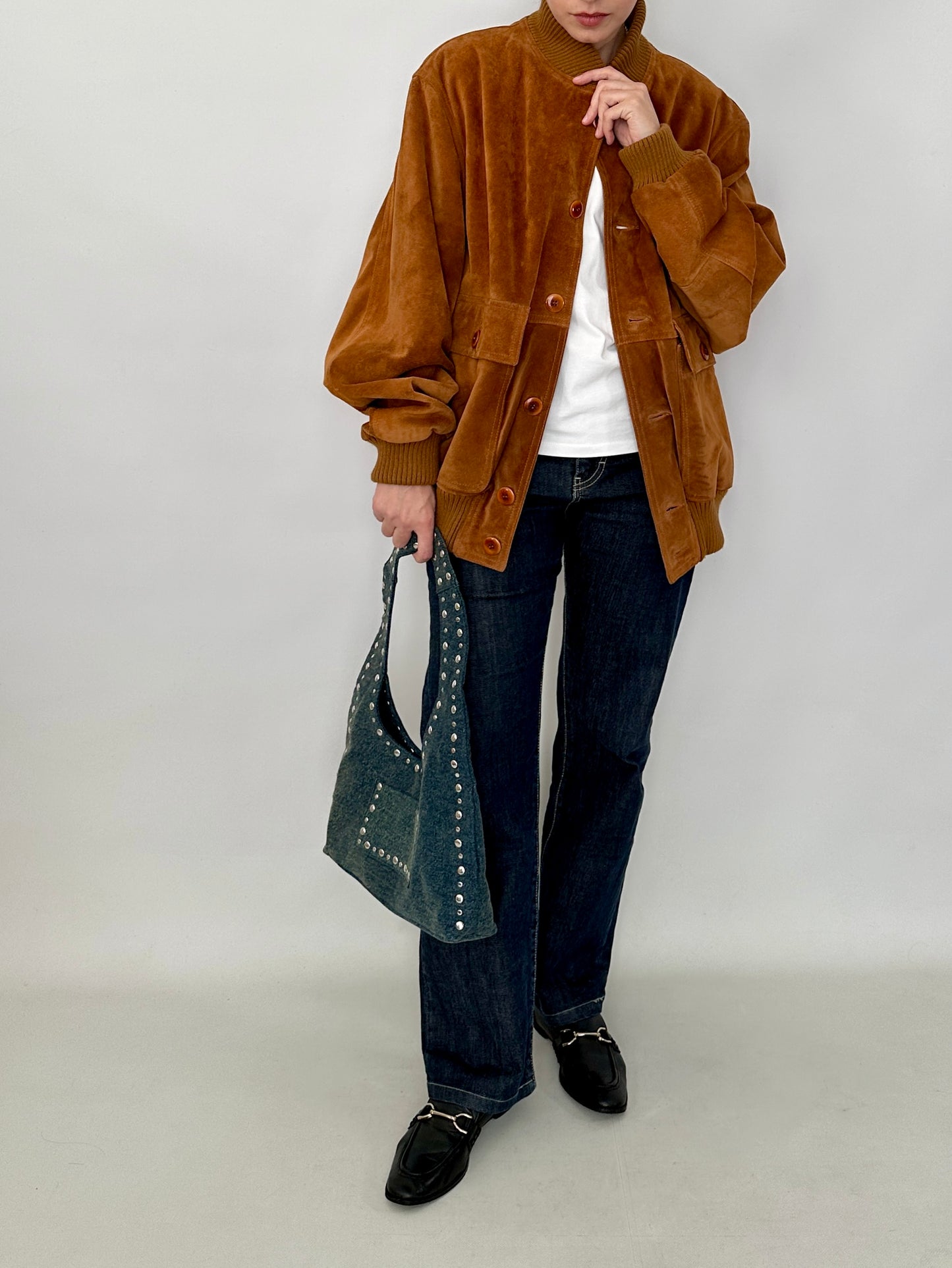 Vintage suede bomber jacket