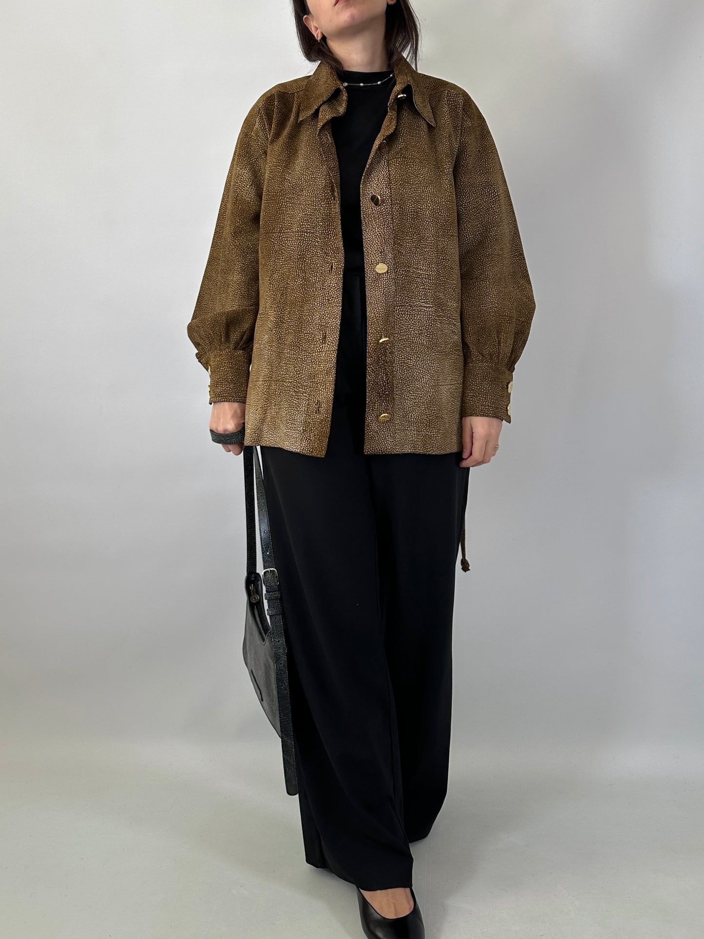 Shirt jacket in real suede